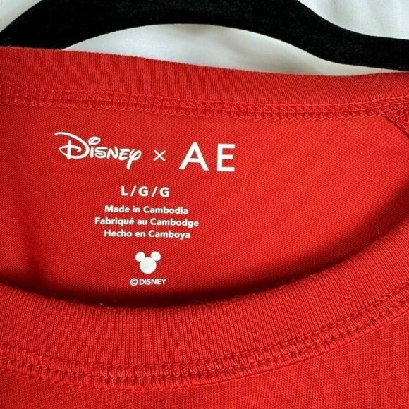 Disney X AE Red Donald Duck Feisty Long Sleeve Pocket Tee Pajama Top L - Picture 3 of 6